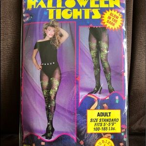 HALLOWEEN BLACK Glow in the Dark Spider Web Tights